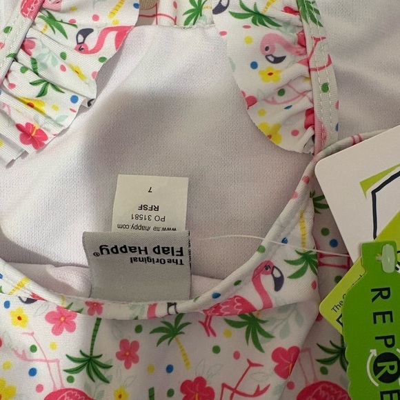 FLAP HAPPY girls one piece swimsuit in pink floral size 7 - Picture 6 of 6